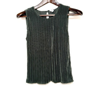 J Crew Green Plisse Sleeveless Top Womens XXS Whimsigoth Witchy Fairy Grunge